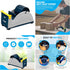 Excell EX-17 Steel Desk Top Tape Dispenser: 3" Wide, Blue/Grey + LuxProdX Sticker, Model EX-17/3IN
