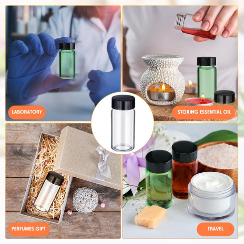 220 Pack 20 ml Clear Glass Vials, Small Empty Sample Bottles with Screw Cap and Plastic Mini Funnels