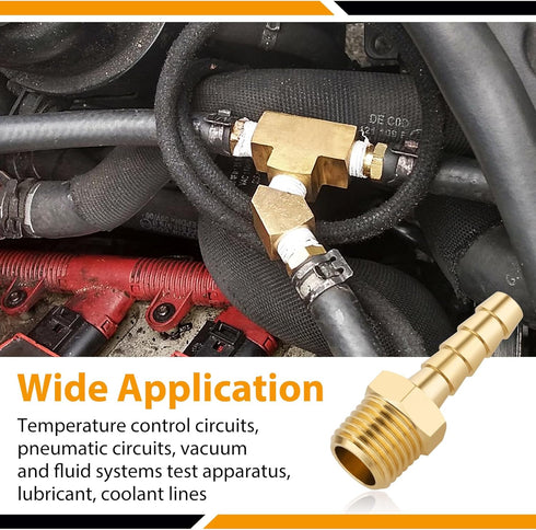 KOOTANS 4pcs Brass Quick Coupler Air Hose Fittings, 1/4" Hose Barb to 1/4 NPT Male Thread, M Type Adapter Connector