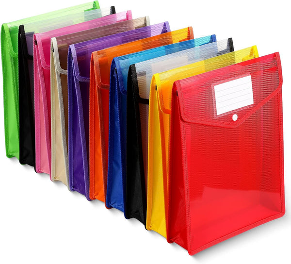 Epakh 10 Pcs Plastic File Folders, A4 Size Expanding Wallet Organizer with Snap Closure, Assorted Color