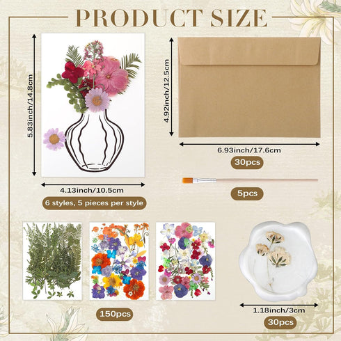 Dunzoom 30 Set Set 150 DIY Wedding Greeting Cards with Envelopes Wedding Thank You Dried Flowers Pressed Flower Cards