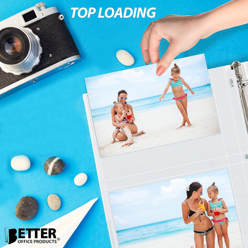 Better Office Products Photo Album Refill Sheets, 5 x 7 Inch, Heavyweight 3 Ring Photo Binder Page Refills