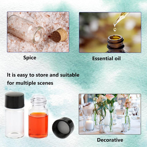 20 PCS 20ML Clear Small Liquid Sample Glass Vials with Screw Caps, Leak-Proof Vial, 24-414 Black Screw Cap