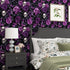 17.5" 393.7", Black Purple Wallpaper Peel and Stick, Dark Floral Skull Contact Paper x Vintage Rose Gothic Flowers Wall