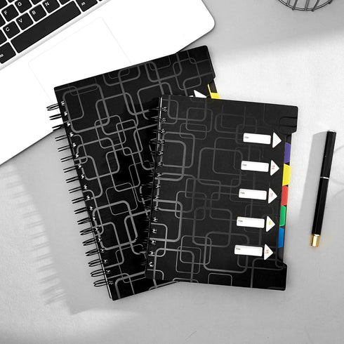 CAGIE 5 Subject Notebook for Work, 240 Pages Spiral Notebooks, College Ruled with Dividers Tabs, A5 Small Note Book