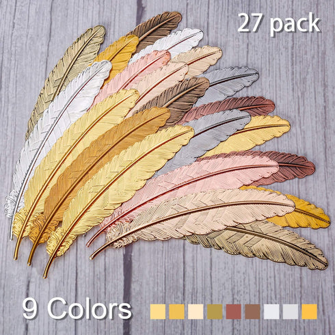 Tatuo 27 Pieces Colorful Feather Bookmarks for Readers, Classic Styles for Book Lovers