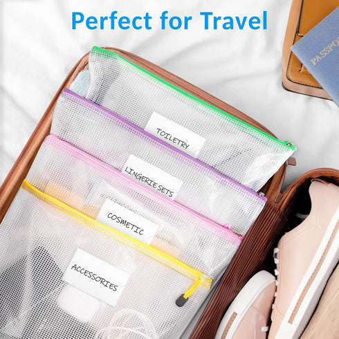 Sooez 14 Pack Mesh Zipper Pouch Bags, A4 Size Waterproof Zipper Pouches for Classroom Organization, Office Supplies