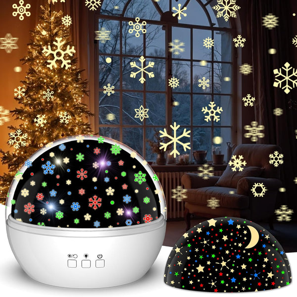 Christmas Projector Night Light Indoor, Snowflake NightLight for Room Decor, Kids Star