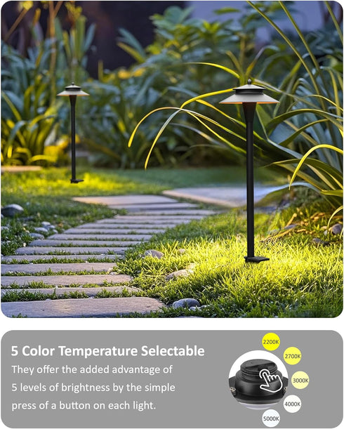 5W 2200K/2700K/3000K/4000K/5000K 20 Inch 12V Pack 1 Pathway Lights Low Voltage, Black, LED Wired Low Voltage Landscape