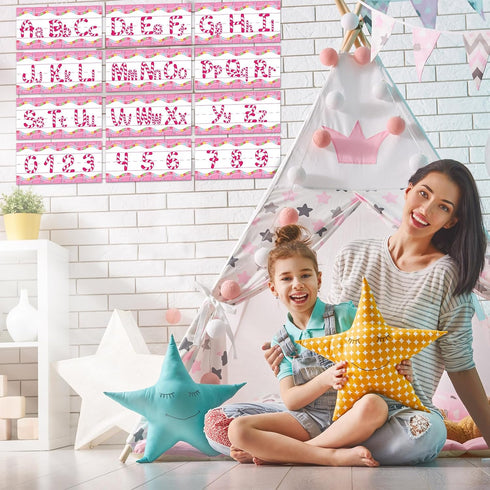 Outus 12 Pcs Candy Alphabet Bulletin Board Set, Candyland Letter Cutout Alphabet Number Decor for Classroom, Nursery,