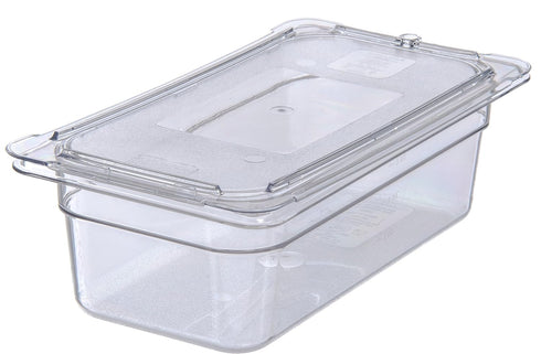 Carlisle FoodService Products Storplus 1/3 Size Universal Lid, Clear, Flat Food Pan Lid for Catering