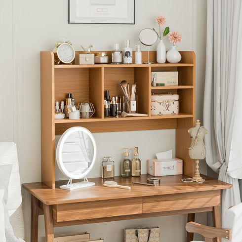 6 Shelves3-Tier Nova Microdermabrasion Wooden Desktop Bookshelf with Desk Organizer Hutch for Computer Desk, Home