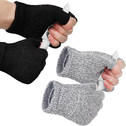 2 Pair Cut Resistant Half Finger Protection Gloves for Home Use