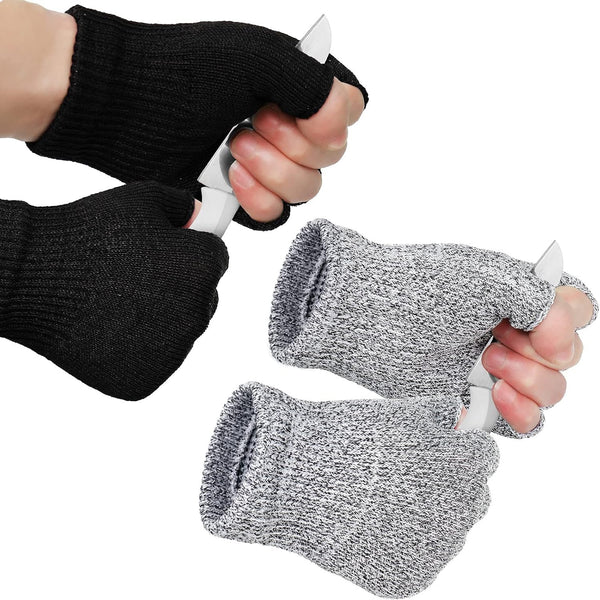 2 Pair Cut Resistant Half Finger Protection Gloves for Home Use
