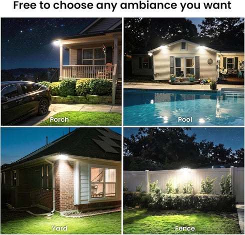 3 270 IP65 3 (2 Packs) White Solar Security Light Outdoor Super Bright LED, Motion Sensor Flood Light, Heads Wide