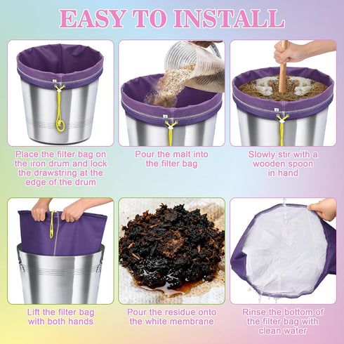 1Pcs 5 5 (Purple(25 Gallon Filter Bags, Windspeed Oxford Cloth All-Mesh Filter Bags for Gallon Bucket with Filter