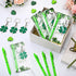 Fullhawl 24 Sets Shamrock Pen Gifts Bulk for Employee Good Luck Ballpoint Pens Clover Keychains with Thank You Cards
