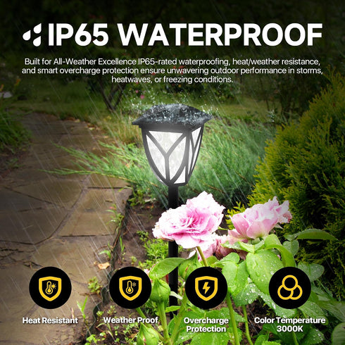 6500K IP65 6-Pack Ensenior Solar Lights Outdoor, LED Solar Garden Lights for Pathway Yard Patio Walkway Planter Walkway