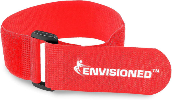 Reusable Cinch Straps 2" x 100" - 2 Pack Hook and Loop Straps (Neon Red)