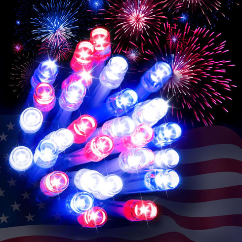 RECESKY 4th 30 11.5Ft 8 Red White Blue of July Decoration Light - LED Patriotic Battery String Lights with Modes