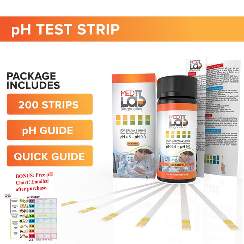 pH Test Strips 4.5 to 9.0, 200 ct for Urine and Saliva Body pH Testing, Urinalysis Reagent Test Strips
