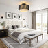 12'' Fixture,2-Tier SineRise Rattan Flush Mount Ceiling Light Drum Hand-Woven Boho Flush Mount Ceiling Light,Farmhouse