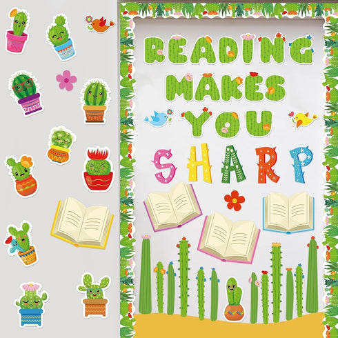 gisgfim Cactus Reading Bulletin Board Decorations Set Classroom Craft School Library Home Wall Decor