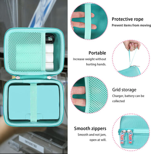 khanka Hard Travel Case for Phomemo M04S Portable Thermal Printer, Bluetooth Label Printer, Case Only (Teal)