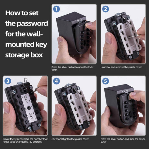 Exterior Outdoor Waterproof Hide Wall Mounted Key Safe Box, Key Storage Lock Box (Black)