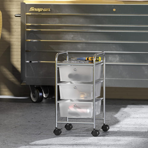 Simple Houseware 3 Drawers Utility Cart, Rolling Storage Organizer on Wheels