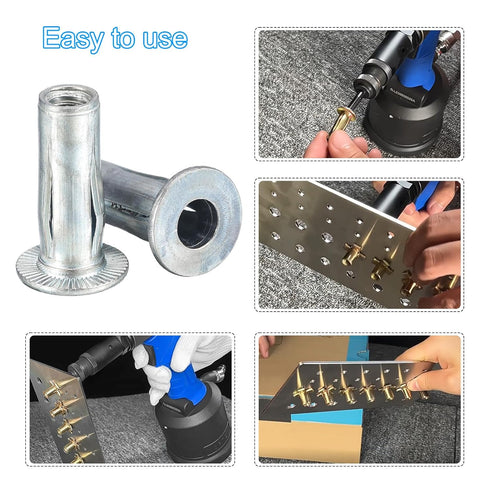 24pcs 1/4-20 Multi-Grip Rivet Nuts, Pre-Bulbed Shank Flat Head Threaded Insert Nut for Industrial Fasteners