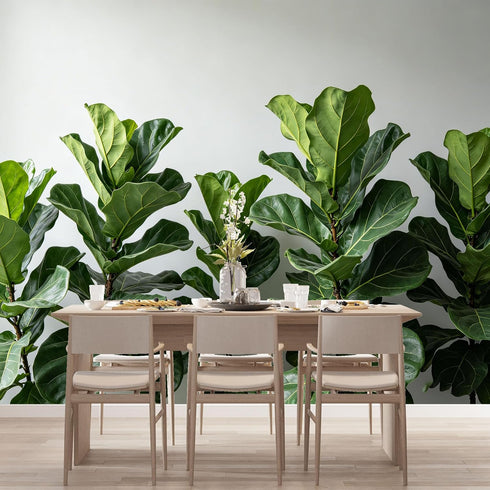 Agglomerix Custom Size Wall Murals Fiddle Leaf Fig Botanical Green Leaves Minimalist SelfAdhesive Wall Fabric Removable