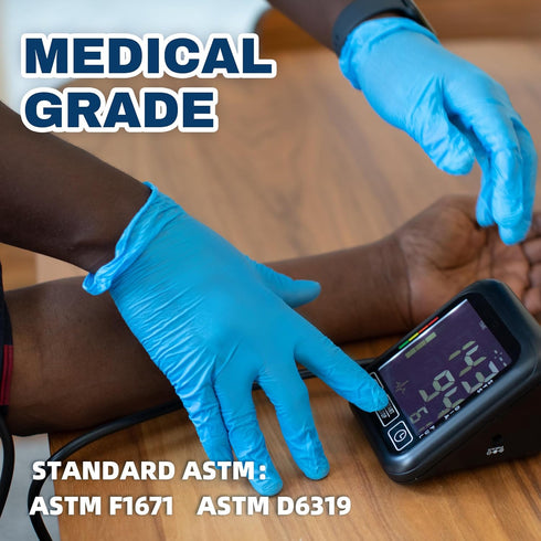 Medical Nitrile Exam Gloves, Powder-Free Latex-Free Non-Sterile Food Safe, 4 mil, Disposable Glove, 100 Pcs