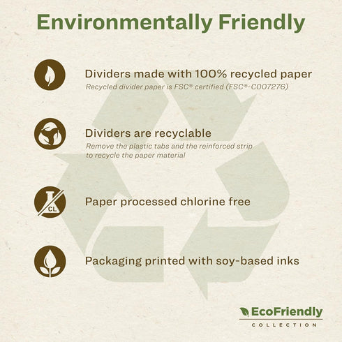 Avery EcoFriendly Recycled Dividers for 3 Ring Binders, A-Z Multicolor, 26 Tabs, 1 Set (11085)