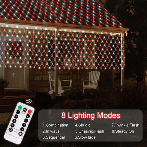 5ft 5ft 100 echosari Christmas Net Lights Battery Operated, x LED Net Light Outdoor Mesh Lights Remote Timer Mesh