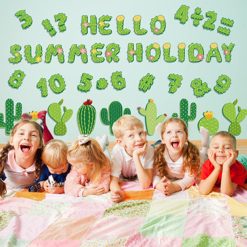 Whaline 110Pcs Cactus Classroom Decor - Cactus Letter Alphabet Number Cut-Outs for DIY Projects