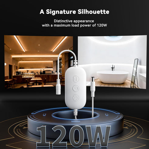 PAUTIX Dimmer Google,14-Key 12-24V 3528/2835/5050/COB RF WiFi Smart Remote for Single Color LED Strip Lights,Compatible