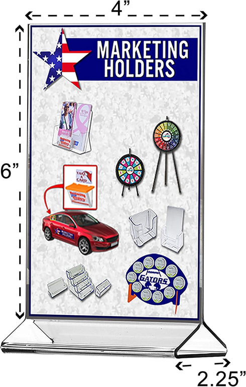 Marketing Holders ChefLand 4"W 6"H Pack 12 Countertop Marketing Holders x Literature Flyer Frame Of Letter Notice Menu