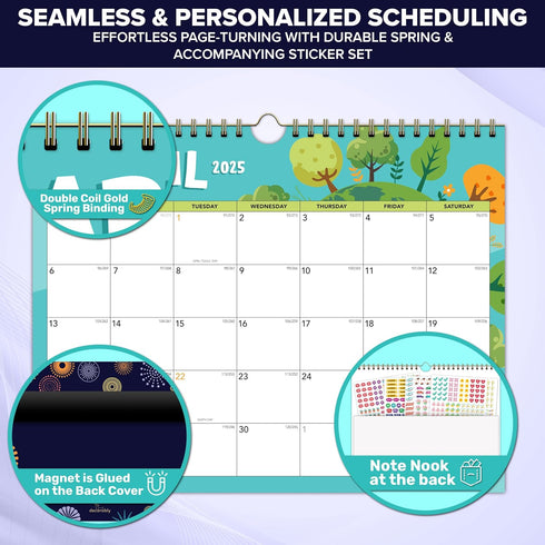 Decorably 24 Months Magnetic Calendar 2024-2025, 11x8.5in for Refrigerator, Magnet Calendar for Fridge