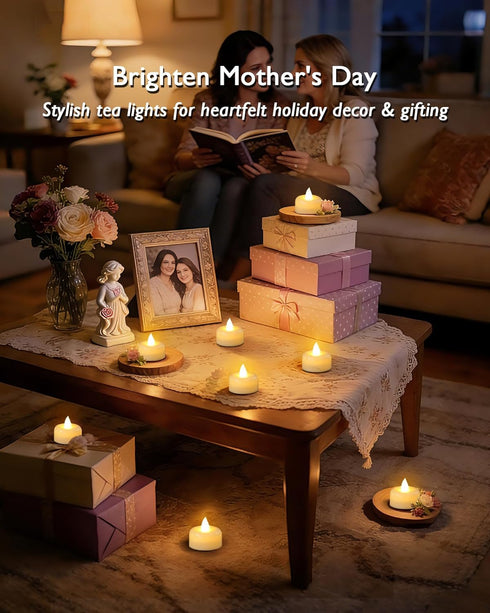 12/24/50/100/150Pack Raycare Battery Operated Tea Lights Candles, Long Lasting Fake Candles, Flameless LED Tea Lights