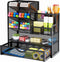 Marbrasse Mesh Pen Holder for Desk, Multi-Functional Organizer with Drawer for Office Art Supplies