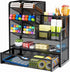 Marbrasse Mesh Pen Holder for Desk, Multi-Functional Organizer with Drawer for Office Art Supplies