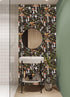 HAOKHOME 93279 Peel and Stick Boho Mushroom Wallpaper for Bathroom, Black/Brown/Green 17.7in x 9.8ft
