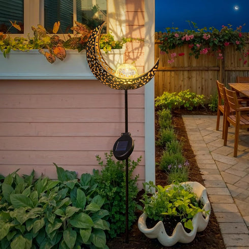 TAKE ME Moon Solar Lights for Women Garden Outdoor Decor Waterproof Metal Solar Stakes Lights for Patio Yard Walkway