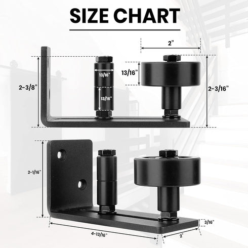 Sliding Barn Door Floor Guide for Bottom Adjustable Roller, 8 Setup Options, Quiet Operations with Felt Strips