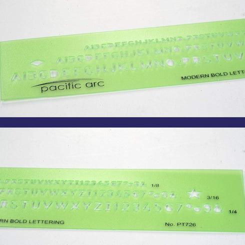 Pacific Arc Modern Bold Lettering Template Guide, with 1/8 to 1/4 Inch Letters