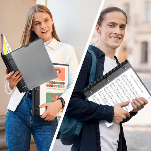 WOT I All-in-one Telescoping Binder Notebook, Refillable 3 Ring Binder with Customized Front Cover, Black