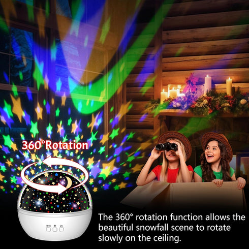 Christmas Projector Night Light Indoor, Snowflake NightLight for Room Decor, Kids Star Projector Night Light