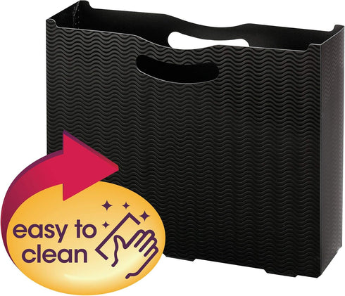 Smead Poly File Box, Black Wave Pattern, Letter Size, 3" Expansion, Die-Cut Handles (71631)