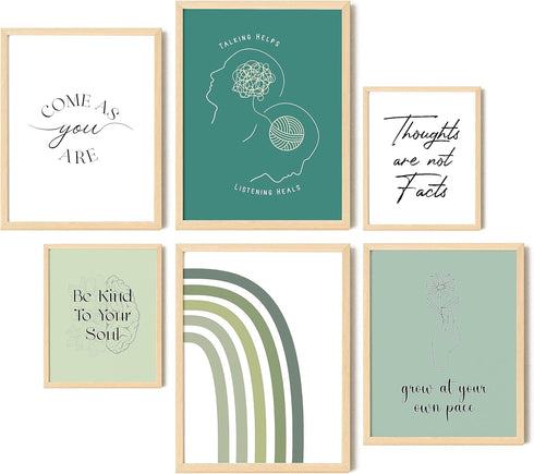 EXCOOL CLUB Therapy Office Decor, Mental Health Posters for High School - 12x16 Psychology Wall Art, Counselor Supplies